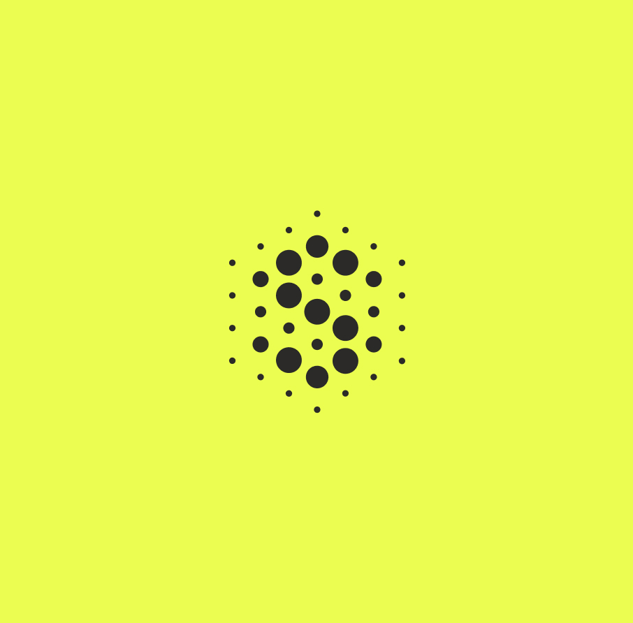 Graphic depicting a hexagonal cropped photo of an interior room design with grid lines along its borders.